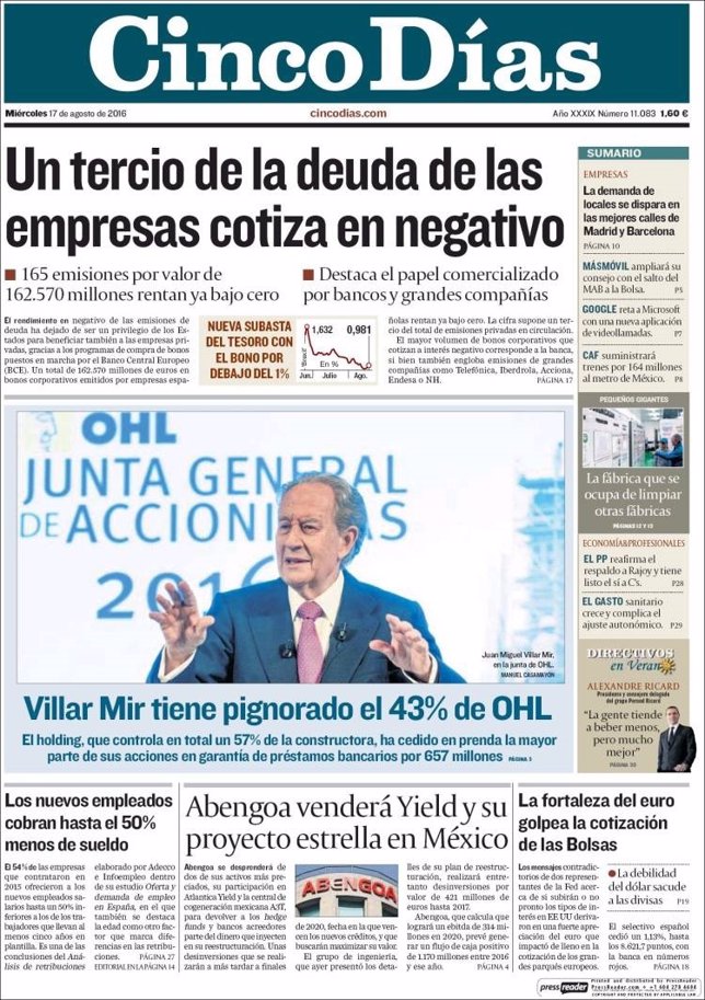 CINCO DÍAS PORTADA