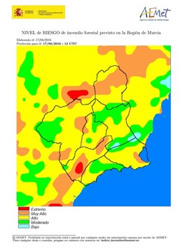 El riesgo de incendios forestales es alto en la Región este miércoles