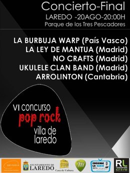 REF.: NOTA DE PRENSA. FINAL DEL CONCURSO POP ROCK VILLA DE LAREDO. 20 AGOSTO 201