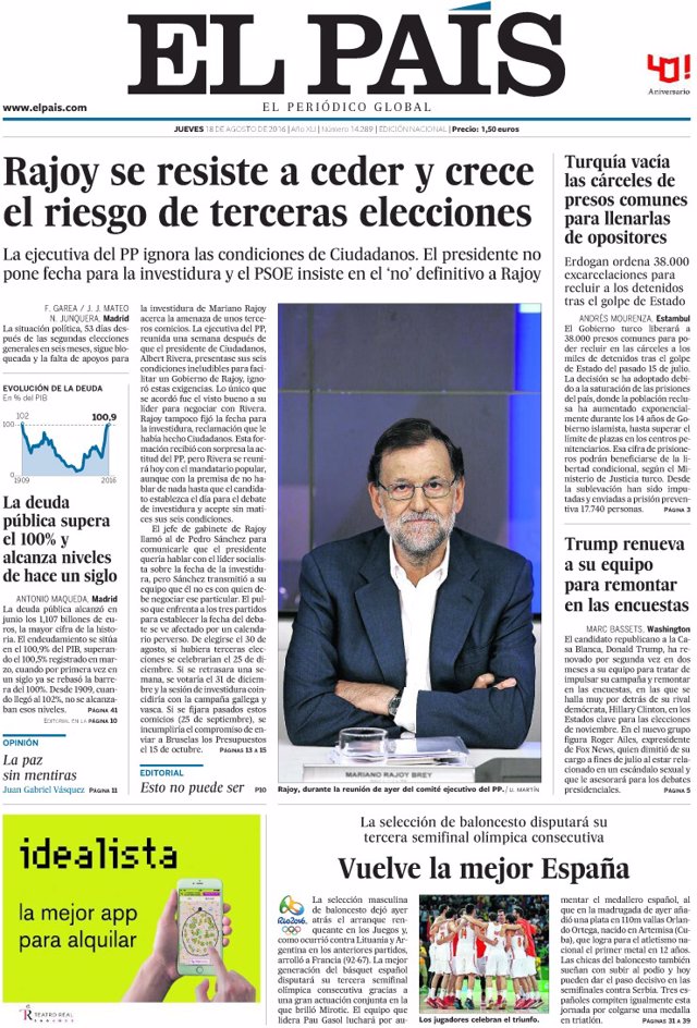 Portada de El País