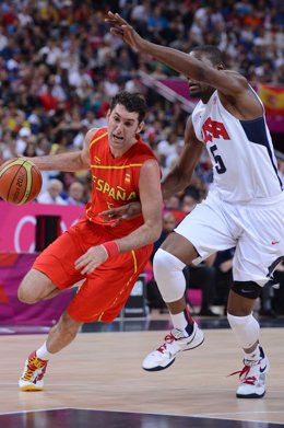 Rudy Fernández y Kevin Durant en la final de Londres 2012