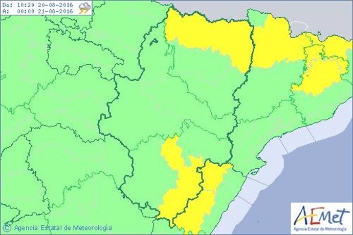 Aviso por tormentas en el norte y sur de Aragón