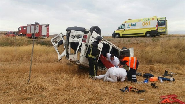 Herido leve en un accidente en la carretera A-230, entre Caspe y Bujaraloz