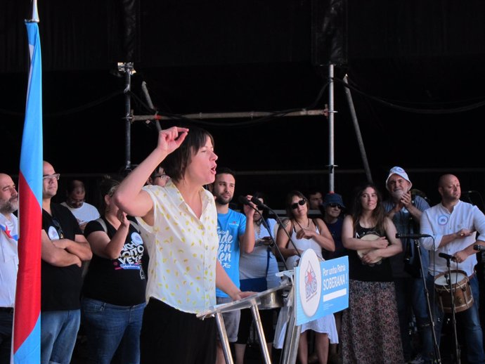 La portavoz nacional del BNG, Ana Pontón, en la manifestación del Día da Patria 