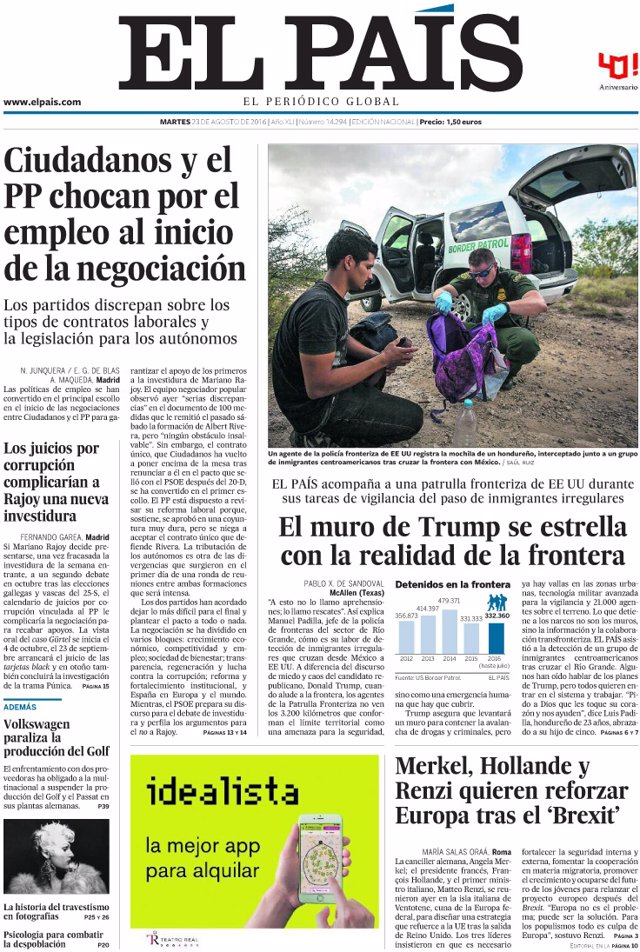 Portada de El País