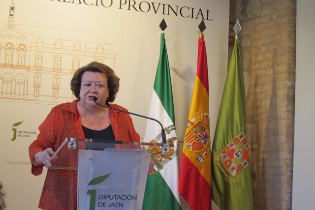 La vicepresidenta de la Diputación de Jaén, Pilar Parra, en rueda de prensa.