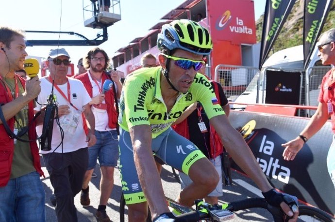 Alberto Contador en la llegada de la cuarta etapa de la Vuelta
