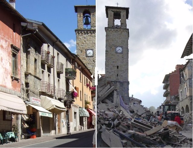 Terremoto de Italia: la destrucción de Amatrice, el antes y eld espués