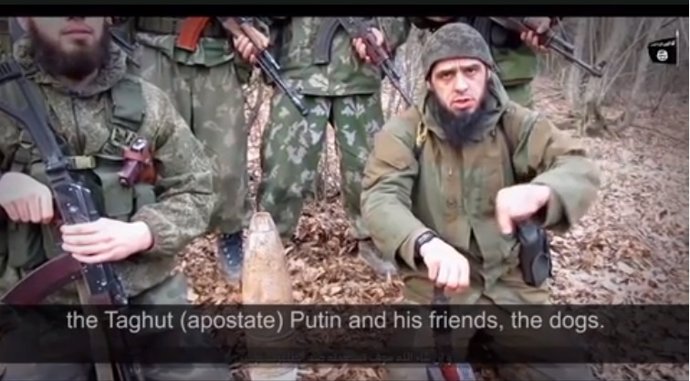Captura de vídeo de Estado Islámico amenazando a Putin