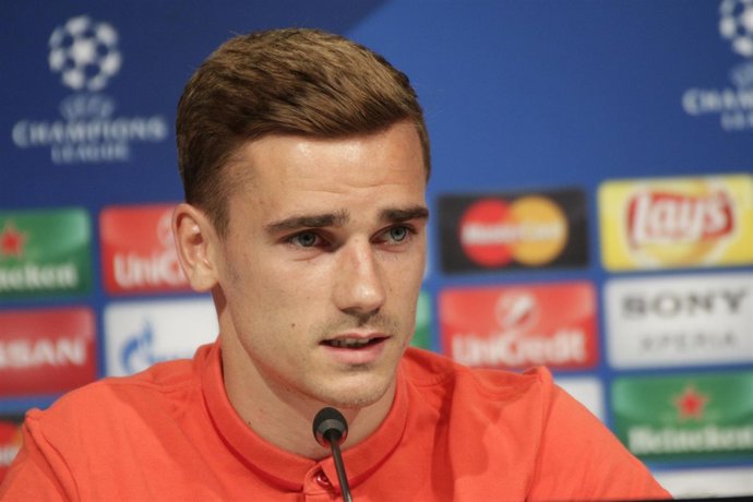 Antoine Griezmann en rueda de prensa en el media day del Atlético de Madrid