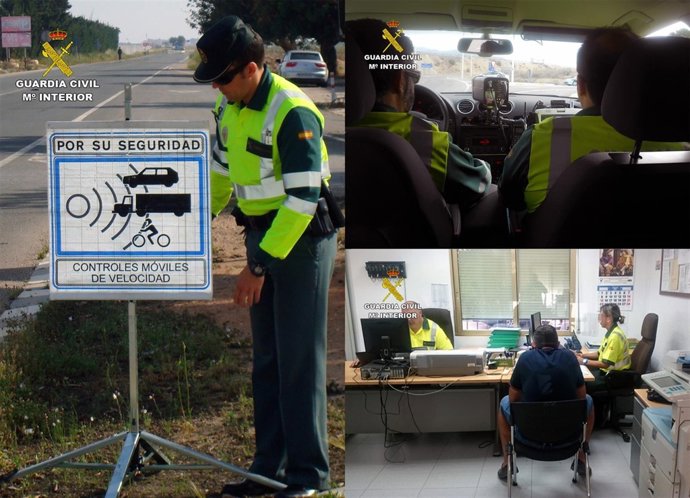 Imagen del dispositivo de la Guardia Civil y del detenido