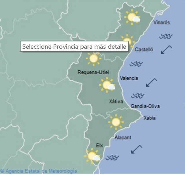 Mapa de la predicción de la Aemet para este viernes