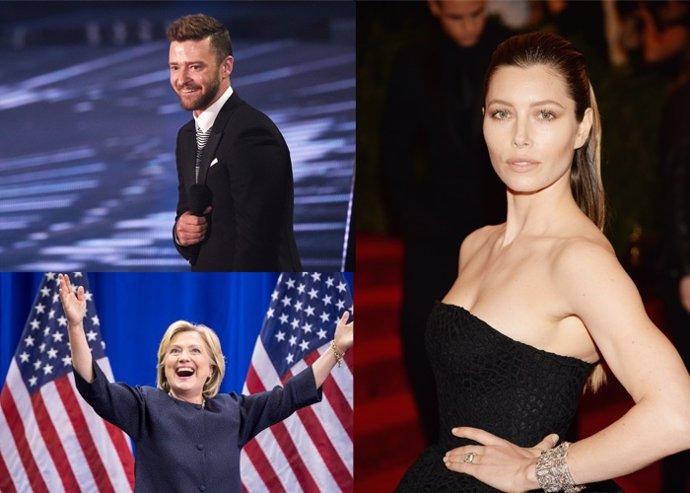 Justin Timberlake, Jessica Biel y Hillary Clinton