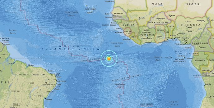 Registrado un terremoto de magnitud 7,4 en el Atlántico, cerca de la Isla de Asc