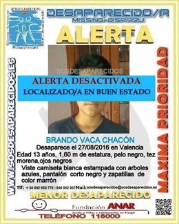 Desactivada la alerta por la desaparición de Brando