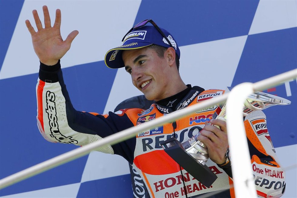 Marc Márquez en el podium del Gran Premio de Italia 2016