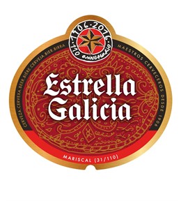 Etiqueta diseñada por Mariscal para el 110º aniversario de Estrella Galicia