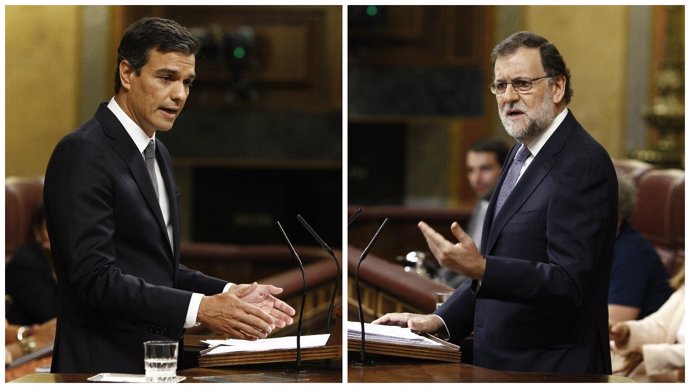 Sánchez y Rajoy en la sesión de investidura