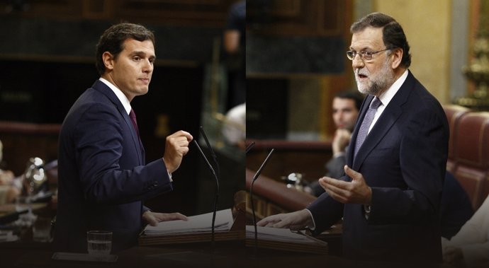 Rivera y Rajoy en el debate de investidura en el Congreso