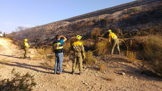 Imagen de los efectivos trabajando en el incendio declarado en Calasparra