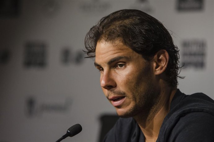 Rafael Nadal en la rueda de prensa del Mutua Madrid Open 2016