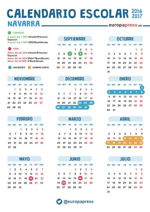 Calendario escolar de Navarra