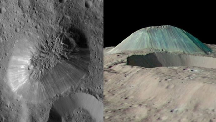 Descubren un volcán de hielo y agua en el planeta enano Ceres