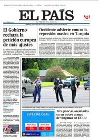 Primeras páginas de los diarios llegados esta noche a nuestra redacción