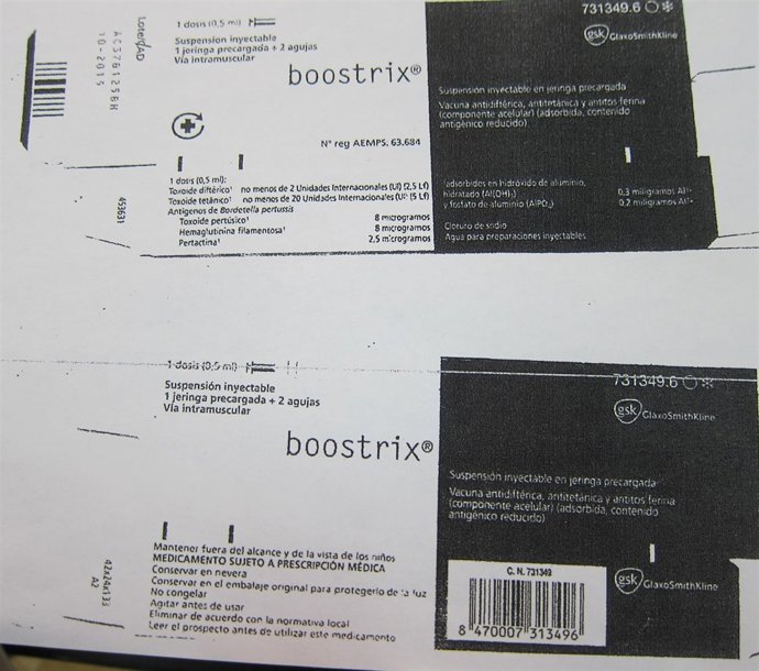 Caja de la vacuna administrada