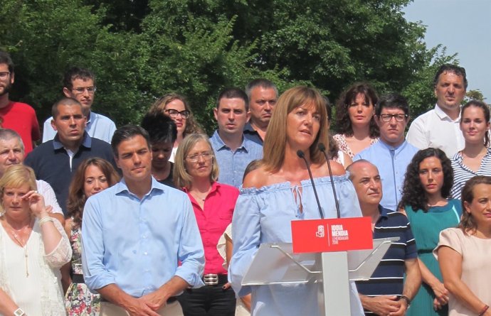 Idoia Mendia y Pedro Sánchez en San Sebastián