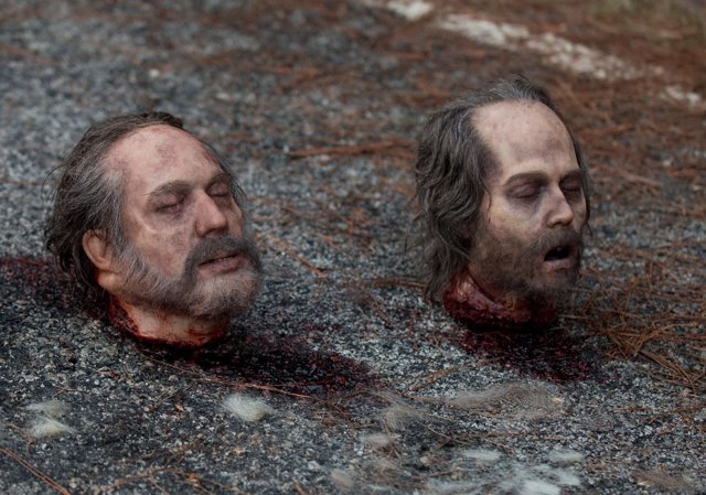 La cabeza de Johnny Depp zombie en The Walking Dead 
