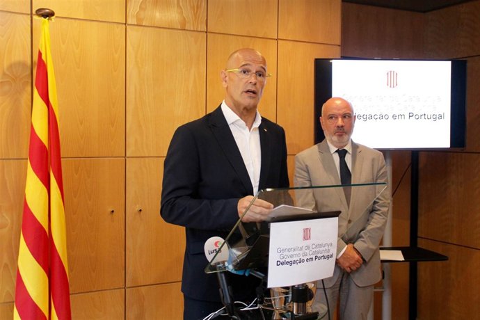 Raül Romeva y Ramon Font en Lisboa