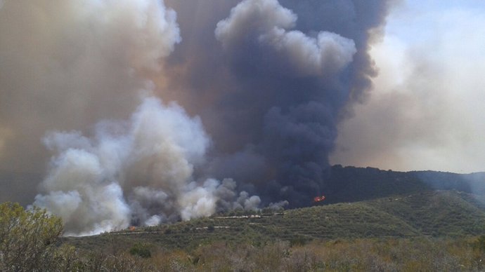 Imagen aérea del incendio de Jávaea y Benitatxell