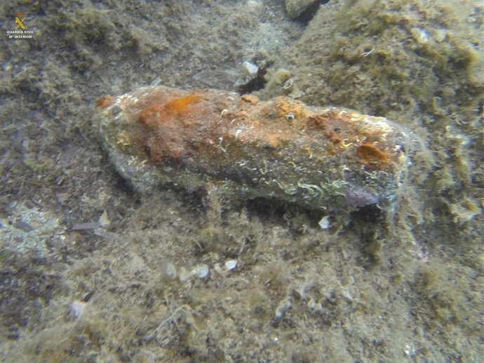 Proyectil hallado en la costa de Llançà