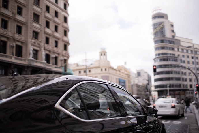 Vehículo de Uber en el centro de Madrid