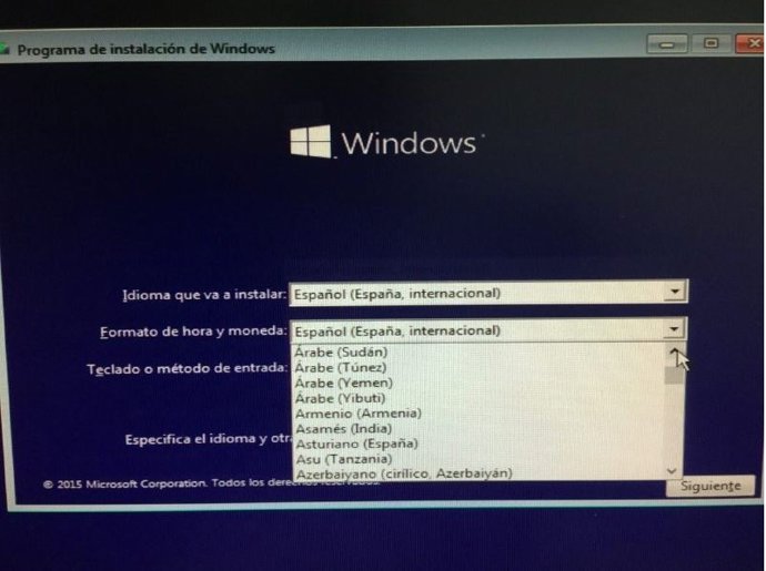 Captura de pantalla del registro CLDR