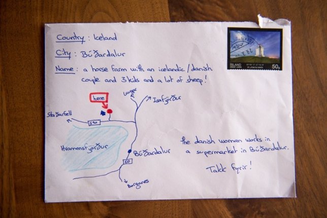 Envía una carta con un mapa en vez de dirección postal