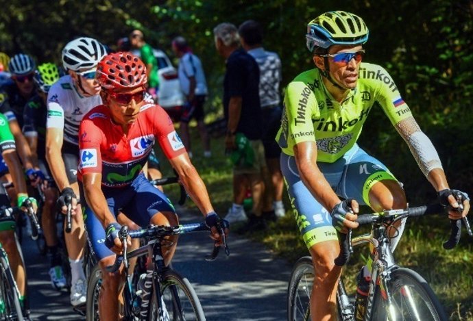 Alberto Contador con Nairo Quintana en La Vuelta