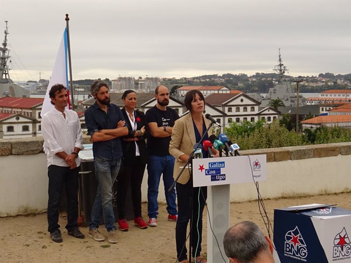 La líder del BNG, Ana Pontón, en un acto de campaña en Ferrol
