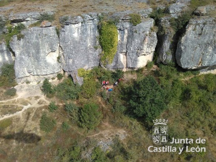 Imagen del rescate del escalador en Gama (Palencia)