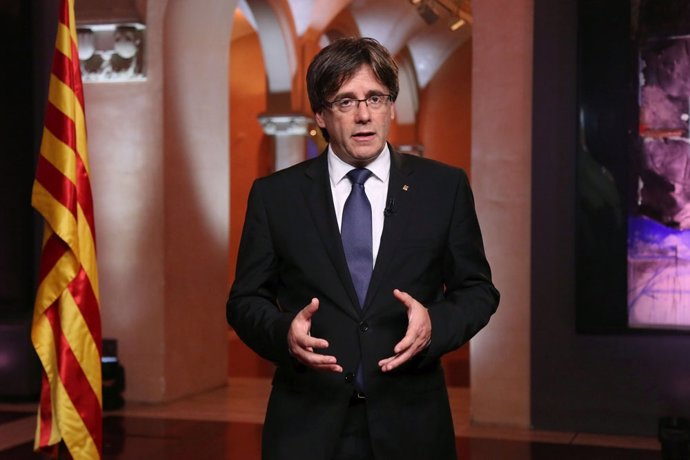 Carles Puigdemont durante el mensaje instutucional de la Diada