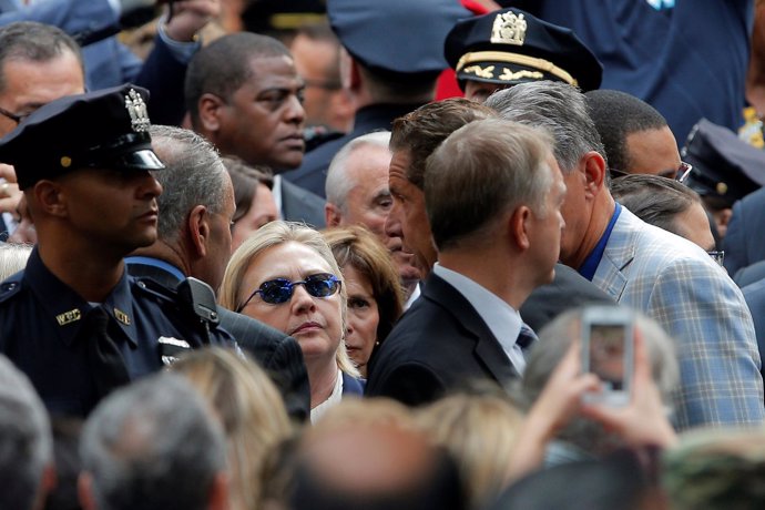La candidata presidencial demócrata, Hillary Clinton, en la ceremonia del 11-S
