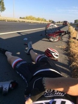 Imagen del accidente de un ciclista