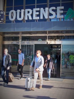 Albert Rivera a su llegada a Ourense para un acto de Ciudadanos
