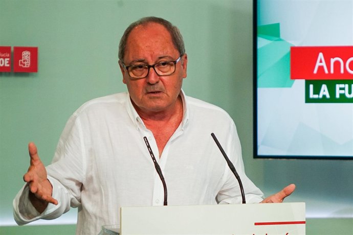 El secretario de Organización del PSOE-A, Juan Cornejo, en rueda de prensa