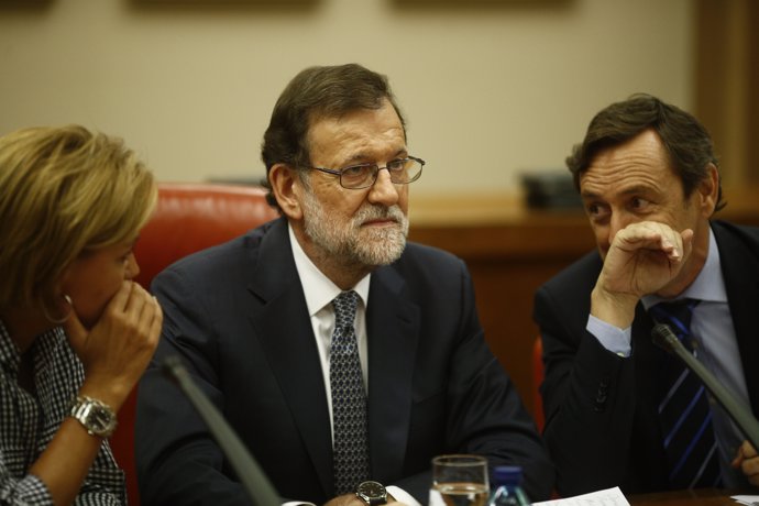 Rajoy, Cospedal y Rafael Hernando en el Congreso