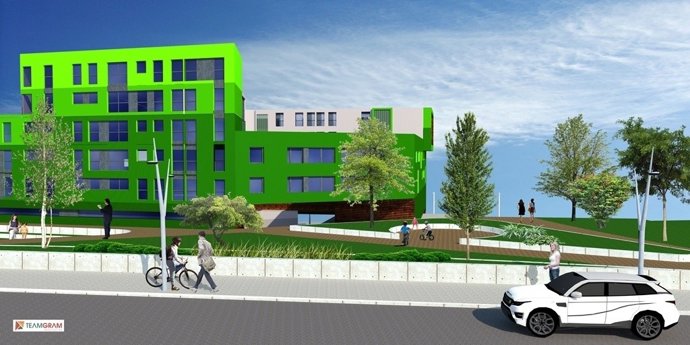 Infografía del futuro de la parcela de Tabacalera vista desde calle Alta