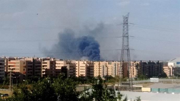 Columna de humo del incendio