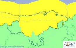 Mapa de alertas meteorológicas para este jueves en Cantabria