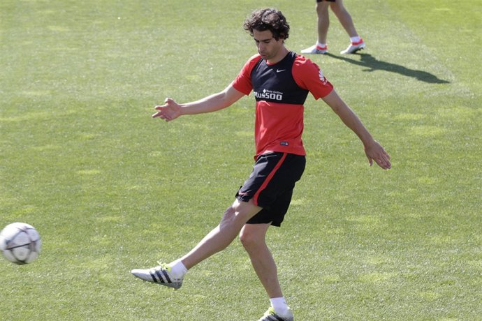 Tiago Mendes en el entrenamiento del media day del Atlético de Madrid